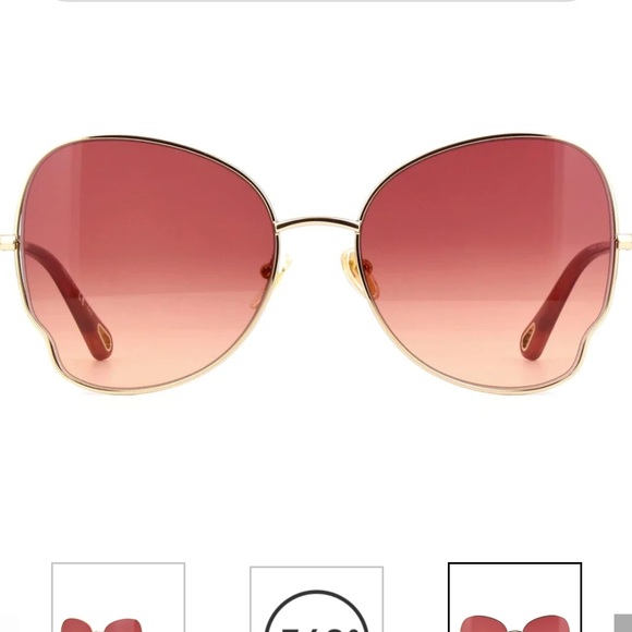 butterfly Chloe sunglass with gold frame- authentic main image 5